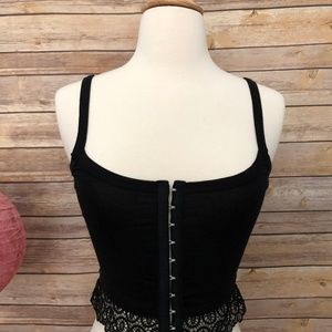 Front Hook Crop Top W/ Lace Hem